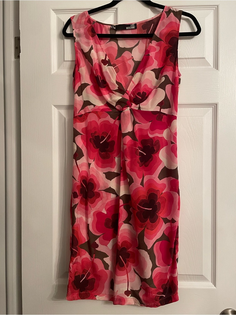 Pink Floral Sleeveless Wiggle Dress by Moschino - Size 4 (US size)
